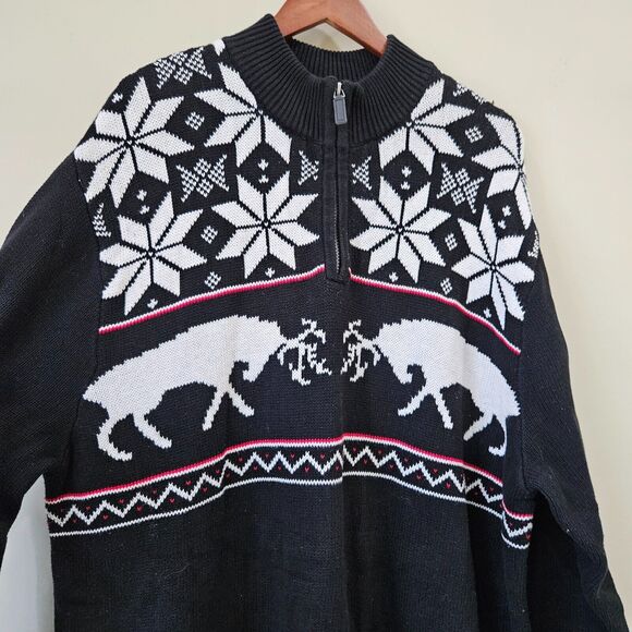 Chaps Mens 1/4 Zip Pullover Sweater Size XXL Nordic Christmas Fair Isle Holiday - Picture 2 of 9